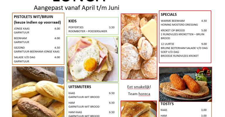 Menukaart horecaplein