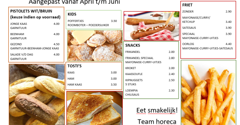 Menukaart zwembadbar